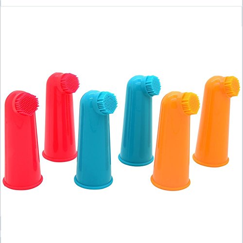 Pet Cat and Dog Soft Finger Toothbrush Food Grade Material Dental Hygiene Brushes for Small Cats and Most Pets (pack of 6)