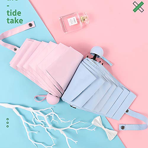Zeerkeers Umbrella Windproof Travel Umbrella 5-Fold Anti-Uv Mini Umbrella With Bag, Light Compact Design Perfect For Sun & Rain (Sky Blue) #TOP2
