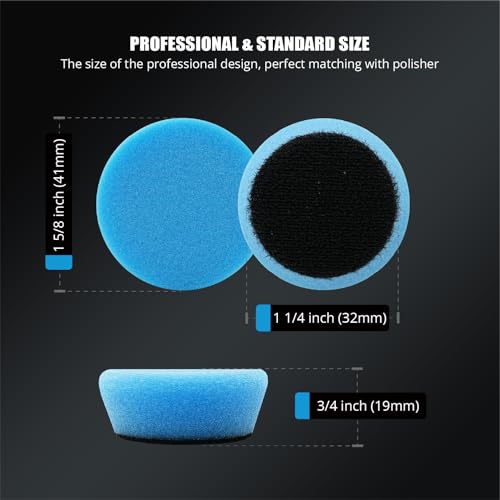 Image of SPTA Blue T60 Mini Moderate-Cut Pad Sets, 5Pcs 1.3inch /32mm Sponge Polishing Buffing Pads, Car Foam Detail Polishing Pad Kit for Car Detail Polishing and Buffing, Small Area Polishing -FPTSS3B