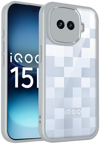 Image of Kapa Hawkeye Clear Slim Tough Back Cover for iQOO 15R 5G | Camera Lens Protector Anti Yellow Shockproof Clear Hybrid Case Cover (Grey Sides)