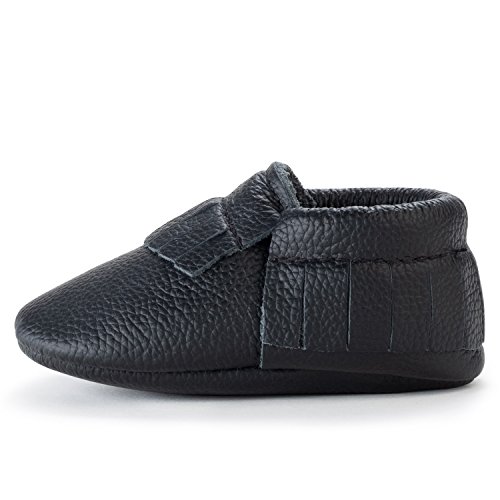BirdRock Baby Moccasins - 30+ Styles for Boys & Girls! Every Pair Feeds a Child (US 5.5, Black)