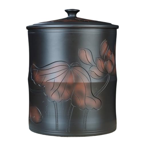 Récipient de stockage de céréales en céramique artisanale avec couvercle