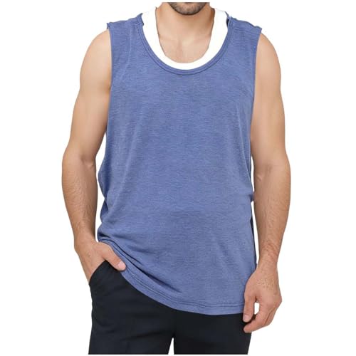 Men's Post Shoulder Surgery Tank Tops Recovery Tear Away Sleeveless Crewneck Solid Loose Casual Tee Comfy Clothes