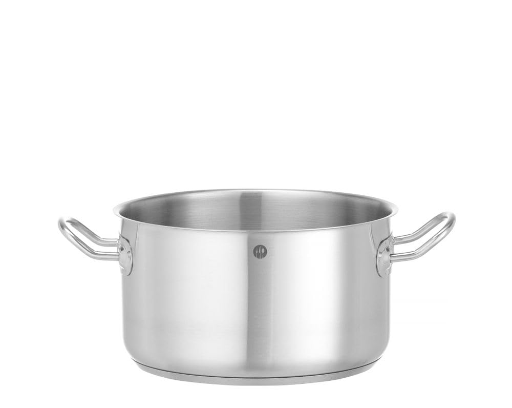 HENDI Olla de cocina, mediana, sin tapa, caldero, cacerola, apta para fogones de gas, de inducción, eléctricos y de cerámica, apta para el lavavajillas, 6L, ø240x(H)135mm, acero inoxidable