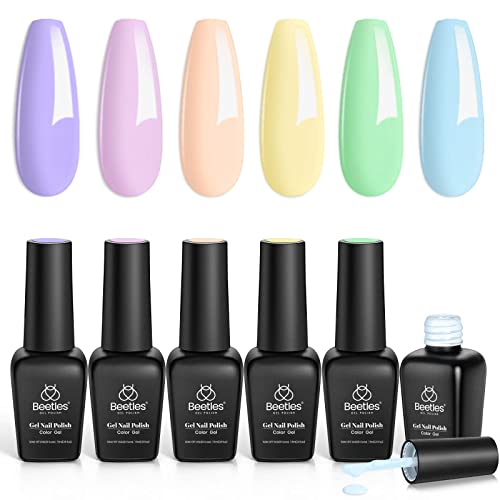 Beetles Esmaltes Semipermanentes de Uñas en Gel, de 6 Colores 7.5ml Set, Lámpara Seca, Kit de...
