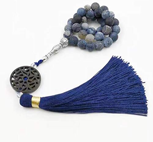 Miniatura 4 de Cuentas de oración Tasbih de ágata natural envejecida, 33 cuentas, nuevos estilos, borla de algodón, rosario profesional para hombre musulmán (0.315