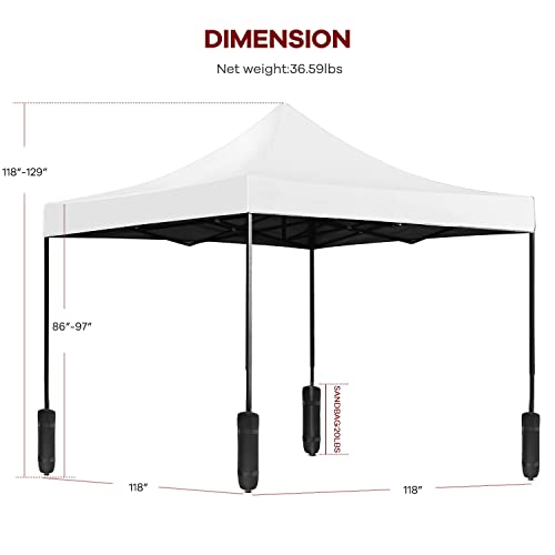 10X10 Pop Up Canopy,Outdoor Canopy Tent Camping Sun Shelter-Series Folding Party Tent With 1 Carrying Bag,4 Weight Bags,White #TOP6