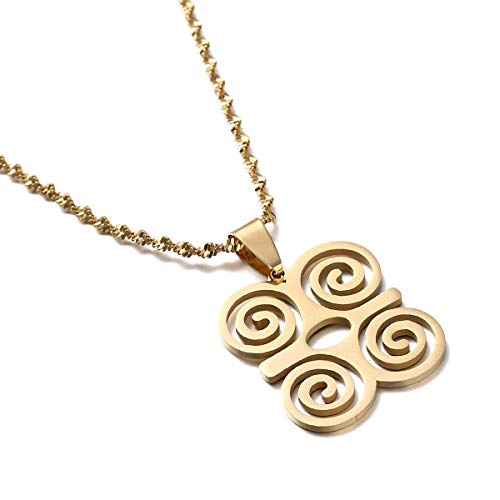 West African Wisdom Adinkra Symbols Meanings Pendant Necklace Stainless Steel Adinkra Gye Nyame Ethnic Jewelry (I)