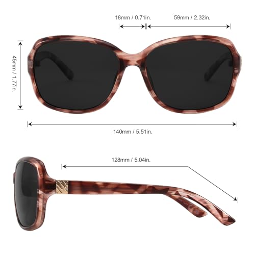 Image of SIPHEW Polarized Sunglasses for Women | Vintage Square Sunglasses w UV400 Protection | Womens Wraparound Shade