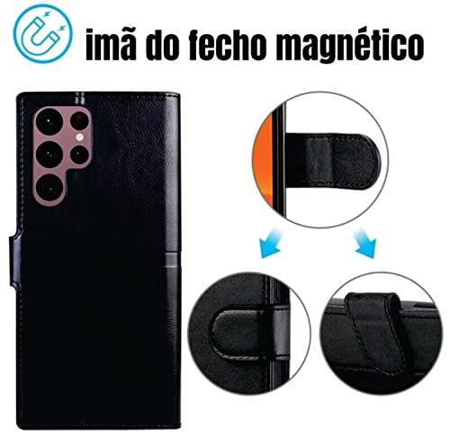 Capa Case Capinha WalletCase Carteira Para Samsung Galaxy S23 5G Couro Sintético Porta Cartões Fecha