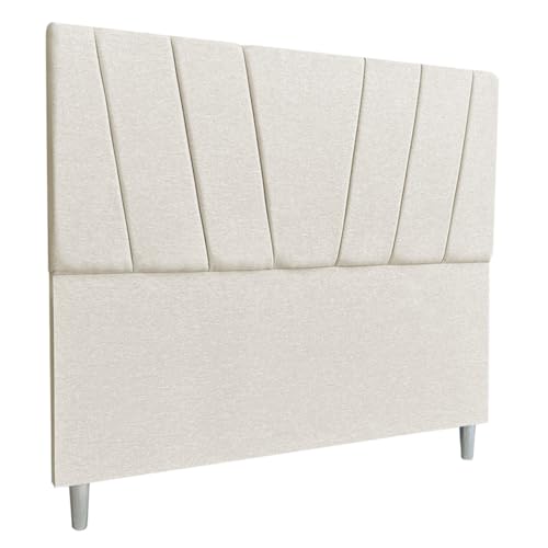 Cabeceira King Size Casal Cama Box 195cm Estofada em Linho Quarto Luxo (Linho Bege)