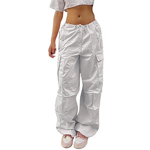 IQYU Y2k Jeans Baggy Boyfriend - Pantalones de pana para mujer, pierna ancha, ropa para adolescentes, ropa tumblr, ropa de calle Harajuku de cintura alta, pantalones vaqueros rectos, Zttt Blanco,
