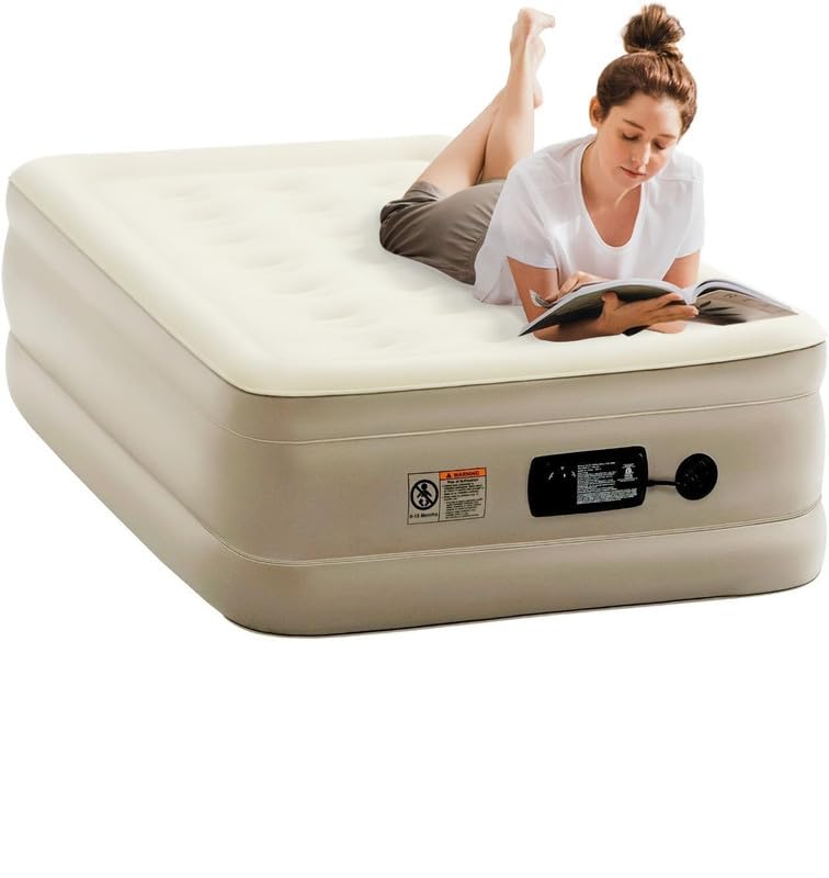 Image of Single Air Bed, Inflatable Mattres with Free Electric Pump, Quick Self-Inflation /Deflation Guest Air Mattress, Blow Up Bed for Home Camping Versatile Sofa Cum Air Folding Sofa Bed-Long-Lasting (A+)