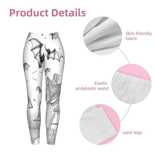 Leggings de Halloween con estampado de murciélagos en tejido elástico no moldeable 7