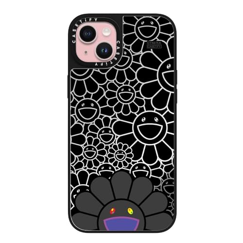CASETiFY �~���[ iPhone 15 Plus �P�[�X [Takashi Murakami Co-lab/����(�X�}�z�J�o�[) / MagSafe�Ή�/�w��h�~] - SMILE (BLACK) - Silver On Black