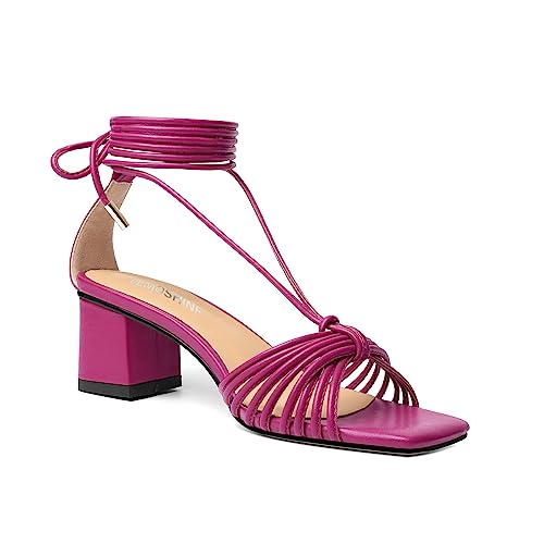 Womens Lace Up Evening Matte Open Toe Ankle Wrap Dress Strappy Chunky Low Heel Heeled Sandals 2.2 Inch3