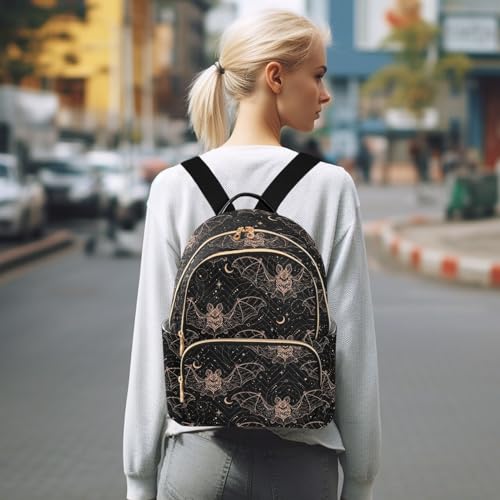 Image of Mini Backpack Gothic Bats Moon Fashion Backpack Purse for Women,Handbag Shoulder Bag Casual Daypack, Ladies Gift for College Work(S)