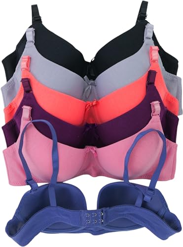 Image of ToBeInStyle Women's Pack of 6 Padded Assorted Styles Supportive Bras Cup Size - A to DDD