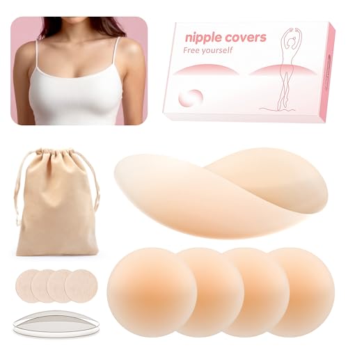 Septeamay Silicone Nipple Covers, 8cm, Beige