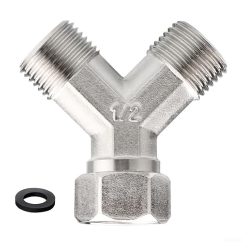 Gdfnmogo Connecteur de robinet en Y en cuivre, 1,27 cm BSP, double répartiteur pour lave-vaisselle et machine à laver, adaptateur d'alimentation en eau pour cuisine et buanderie