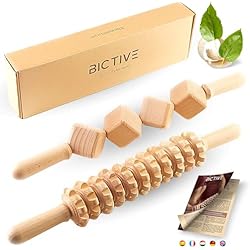 El Mejor Aparato Para Reducir Abdomen BICTIVE Kit de 2 Rodillos de Masaje para Maderoterapia Calidad Profesional. Masajeador Celulitis, Maderoterapia Abdomen, Masajeador Madera, Maderoterapia Corporal, Anticelulitico. Longitud 40 cm