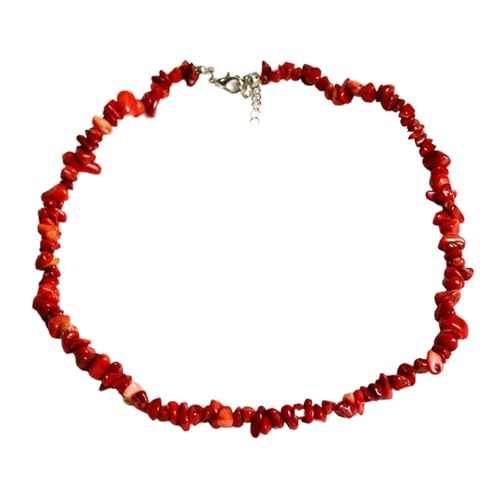 KummerSaprk Red Beaded Necklace for Women Heart Pendant Stone Necklace Choker Necklaces Statement Western Boho Jewelry Summer Vacation Jewelry for Women Accessories Gifts
