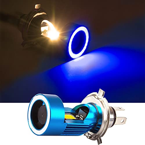 Lámpara LED para motocicleta H4 con ojo azul y luz blanca miniatura 3