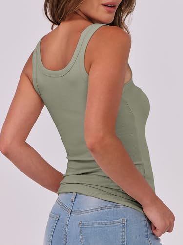 Image of ANRABESS Womens Sleeveless Scoop Neck Tank Top Ribbed Fitted Summer Basic Slim Cute Tops 2026