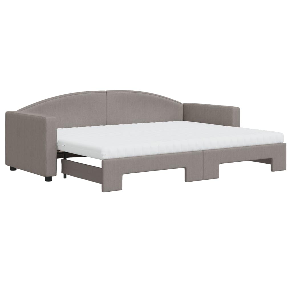 Rozkładana tkanina 2w1 wysuwana sofa z materacami do salonu taupe 80x200 cm