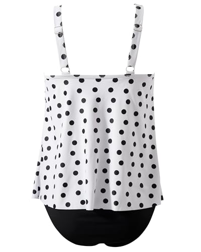Image of SUUKSESS Women Tummy Control Tankini Bathing Suit Ruffle High Waisted Swimsuit