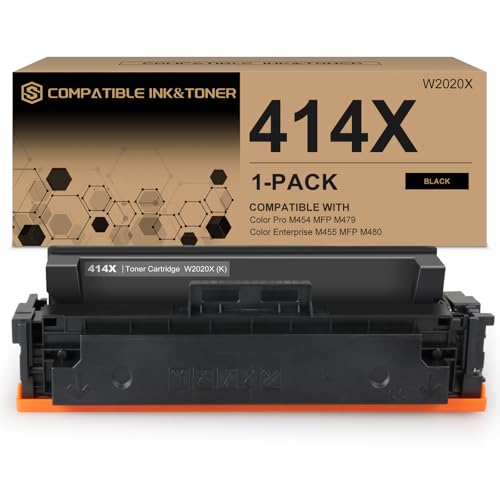 Image of 414X Toner Cartridges Black Compatible Replacement Works with Color Pro MFP M479fdw M479fdn M454dw M454dn M479dw M455dn M479 M454, Enterprise LaserJet M455dn M480f Printer | W2020X, 1 Pack
