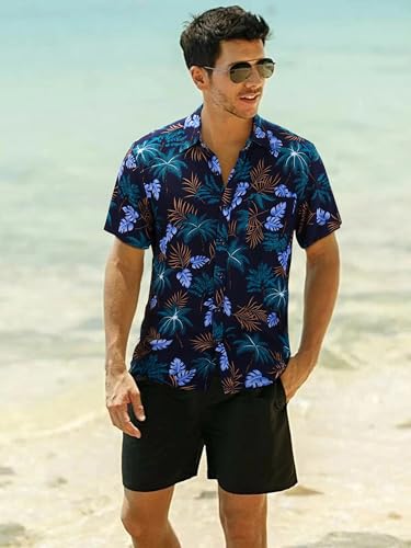 Image of Men's Hawaiian Shirts Short Sleeve Aloha Shirt for Men Casual Button Down Tropical Hawaii Floral Shirt Summer BeachParty