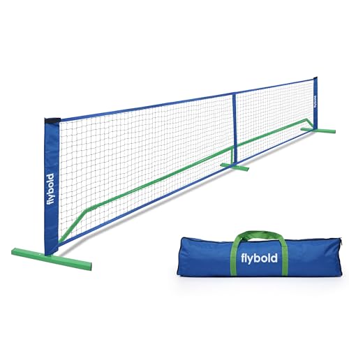 flybold Pickleball Nets | Portable Net Regulation Size Equipment Lightweight Sturdy Interlocking Metal Posts with Carrying Bag for...