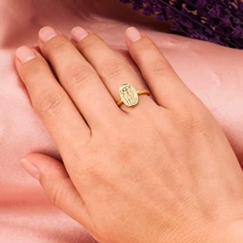 Anello con moneta d'angelo, anello con moneta romana antica, anello con moneta con sigillo. Anello in argento greco antico placcato oro 24 carati.