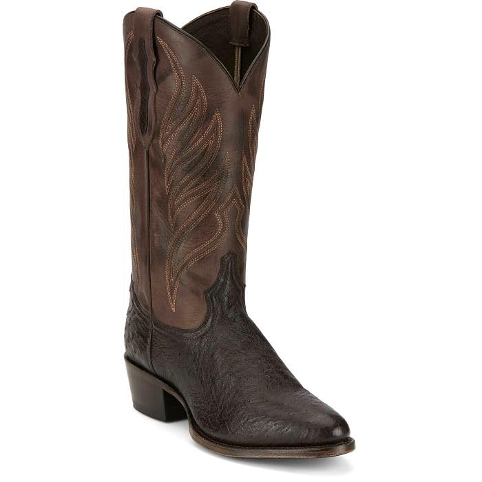 Tony Lama Justin Ray 13" Smooth Ostrich Men's Western Boots - Exotic Leather, Classic Style, Durable Comfort3