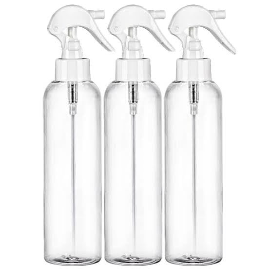 Rich Fox Empty Plastic 250 Ml Bottle Transparent Refillable Fine Mist Trigger Perfume Spray Pump Bottle Multipurpose Set Of 3 Bottles