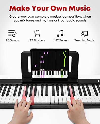 Lekato 61 Key Folding Piano Keyboard, Semi-Weighted Keys Portable Electric Piano With Music Rest, Travel Bag, Piano Pedal, Bluetooth Midi Amp For Beginner #TOP5