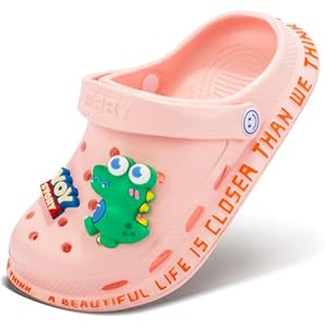 Kid’s Clogs Slides Boys Girls Slippers Beach Sandals Garden Shoes with Cute 3D-DIY Decorations(Toddler/Little/Big Kids)