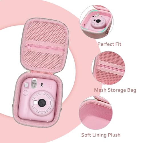 XANAD Hard Case Compatible with Fujifilm Instax Mini 13/12 / 11/10 / 9/8 / 7/7+ / EVO Instant Camera with Shoulder Strap(Pink) - Image 2