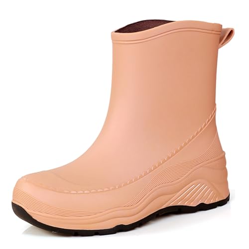 Nutropa Mid Calf Rain Boots for Women,Waterproof Garden Shoes Anti-Slip Rainboots,Outdoor Work Rain Shoes