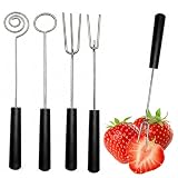 KAHZOR 4 Stücke Edelstahl Fonduegabeln Tunkgabel Tüllenaufsätze Fruit, Tauchgabel DIY Backen für handgemachte Pralinen