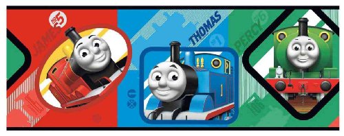 York Wallcoverings ZB3281BD Thomas Graphic Border, Red/Blue/Green/Black/White/Yellow