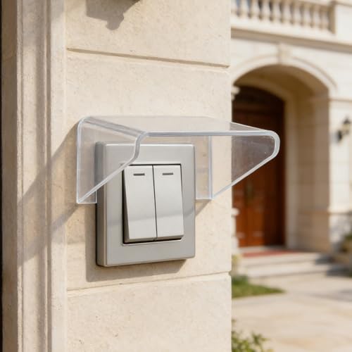 Cubierta plástica resistente para interruptor con visera transparente contra salpicaduras 7