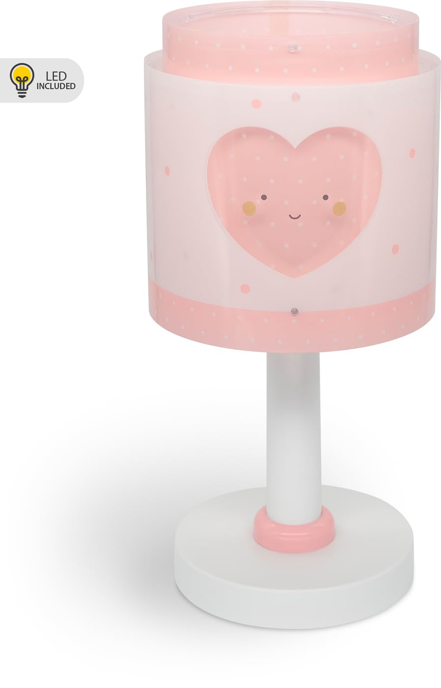 Dalber Lámpara Infantil de Mesilla Baby Dreams Corazón Rosa 76011NS G4 | Lámpara infantil de mesa o mesita; noche; G4 4W LED - Bombilla incluida; Luz Quitamiedos