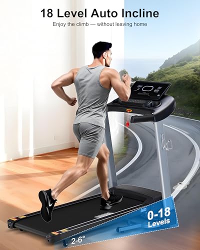 Image of ATEEDGE Heavy Duty Treadmill for Home, 18% Auto Incline, 400LBS Capacity, 3.5HP, 0.5-12 MPH Speed, 18.9 inch Wide Belt, 36 Programs, Bluetooth APP Running Machine