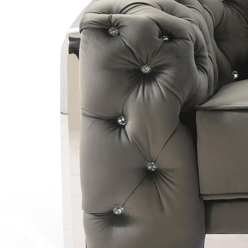 Sillón Terciopelo Gris Moderno Plegable miniatura 7