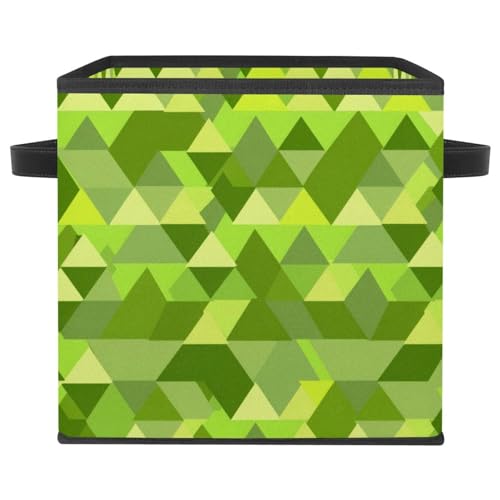 Cesta de almacenamiento para estantes duradera con estampado triangular verde moderno 2