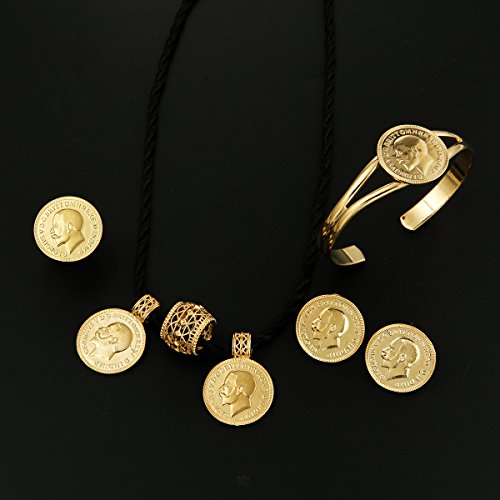 African 24K Gold Coin Jewelry Sets Ethiopian Coin Set Necklace Jewelry #TOP5