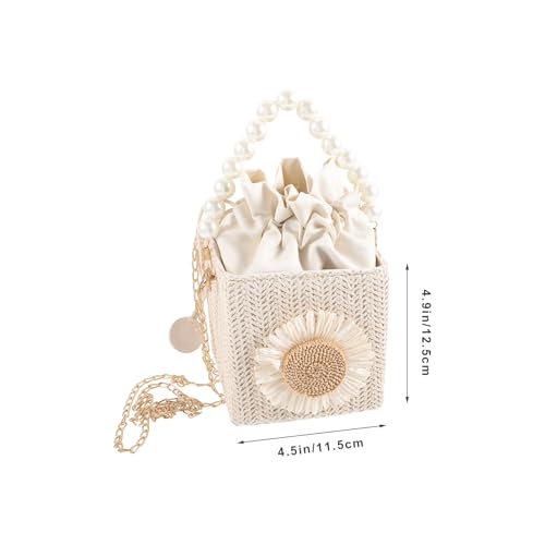 Straw Pearl Crossbody Bag Straw Drawstring Purse Rattan Bucket Bag With Pearls Chain Shoulder Purse Beach For Women Lady4