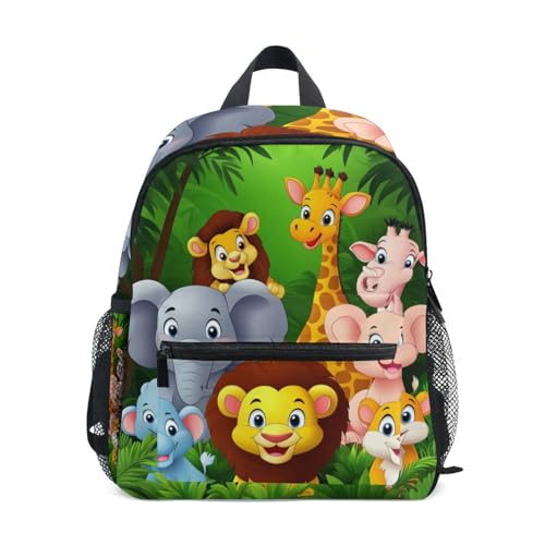 Cartoon Animal Backpack, 12 inch Toddler Preschool Kids Backpacks for Boys with Chest Strap